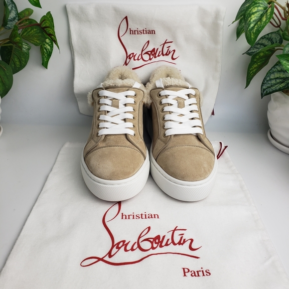 Christian Louboutin Suede Shearling Sneaker Vieirissima Leather NEW 38 / 8 - Picture 6 of 17